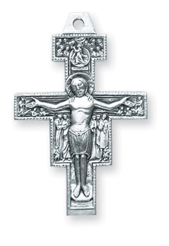 1 1/4-inch Sterling Silver San Damiano Crucifix with 20-inch Chain