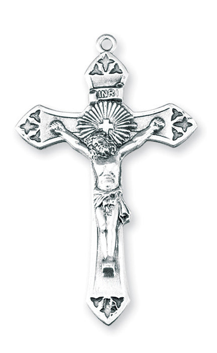 1 11/16-inch Sterling Silver Crucifix with 24-inch Chain