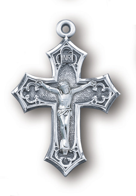 1 1/2-inch Sterling Silver Crucifix with 24-inch Chain