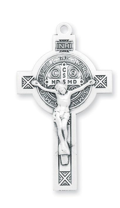2-inch Sterling Silver Saint Benedict Crucifix with 24-inch Chain