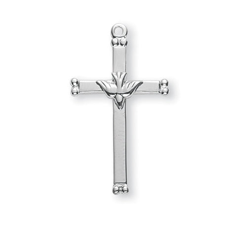 1 1/8-inch Sterling Silver Holy Spirit Crucifix with 18-inch Chain