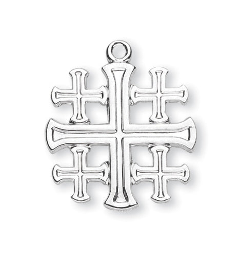 Sterling Silver Jerusalem Cross with 18-inch Chain