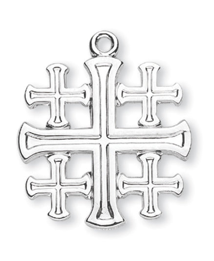 Sterling Silver Jerusalem Cross with 24-inch Chain