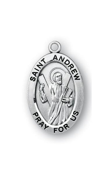 Sterling Silver Oval Shaped Saint Andrew Medal