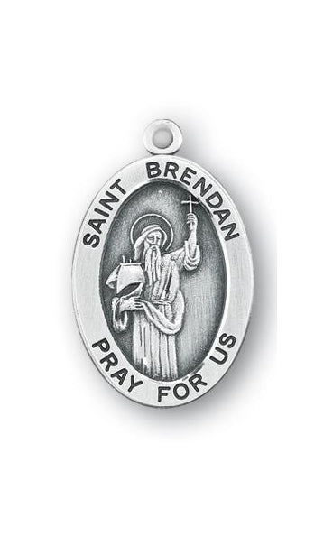 Sterling Silver Oval Saint Brendan Medal