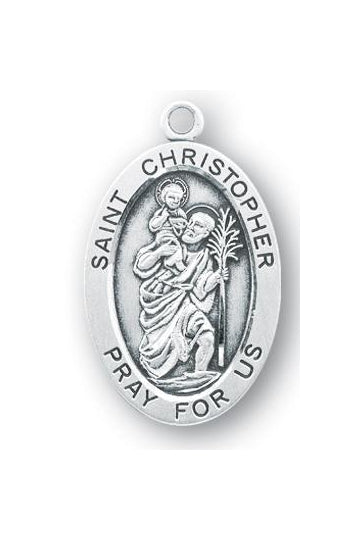 Sterling Silver Oval Shaped Saint Christopher Medal