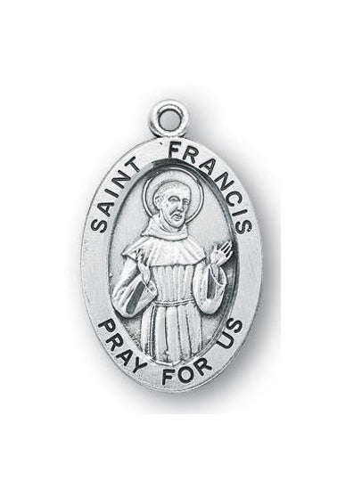 Sterling Silver Oval Shaped Saint Francis Medal