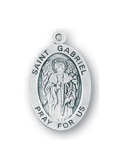 Sterling Silver Oval Shaped Saint Gabriel Medal