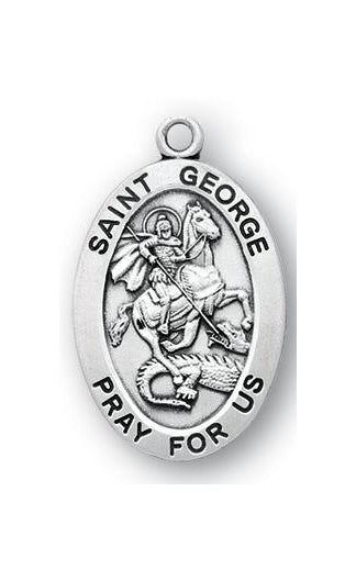 Sterling Silver Oval Shaped Saint George Medal
