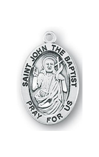 Sterling Silver Oval Shaped Saint John the Baptist Medal
