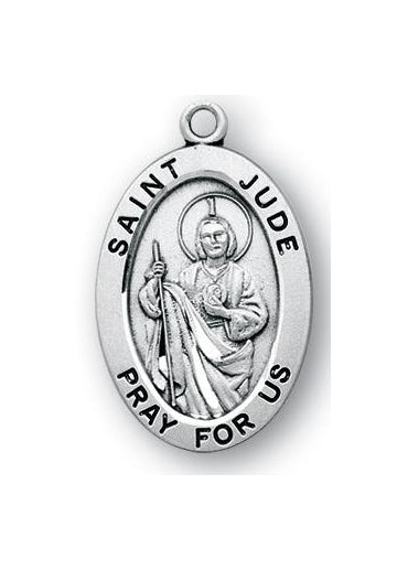 Sterling Silver Oval Shaped Saint Jude Medal