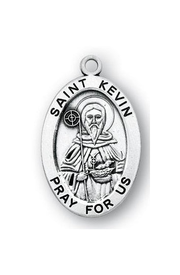 Sterling Silver Oval Shaped Saint Kevin Medal
