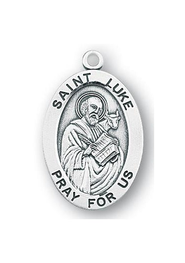 Sterling Silver Oval Shaped Saint Luke Medal