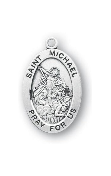 Sterling Silver Oval Shaped Saint Michael Medal