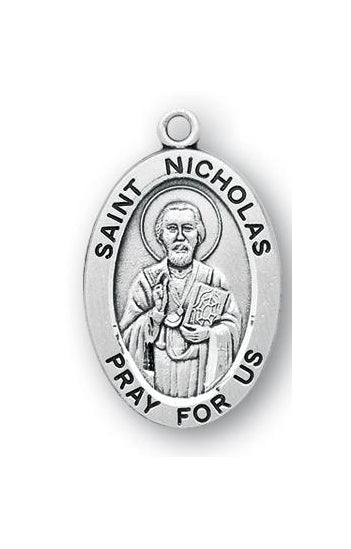 Sterling Silver Oval Shaped Saint Nicholas Medal