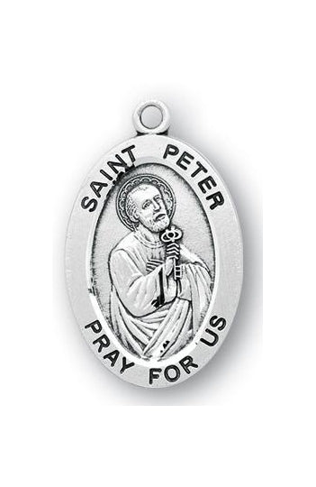 Sterling Silver Oval Shaped Saint Peter Medal