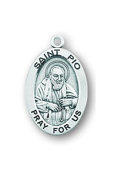 Sterling Silver Oval Shaped Saint Pio Medal