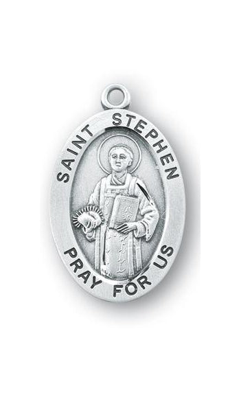 Sterling Silver Oval Shaped Saint Stephen Medal