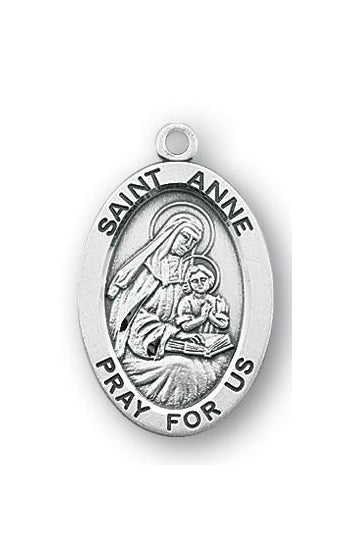 Sterling Silver Oval Shaped Saint Anne Medal