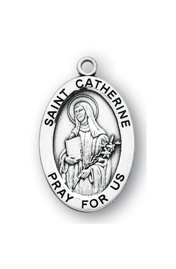 Sterling Silver Oval Shaped Saint Catherine Medal