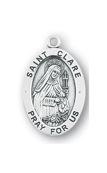 Sterling Silver Oval Shaped Saint Clare Medal