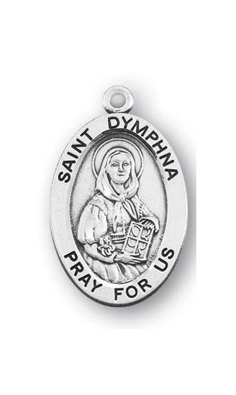 Sterling Silver Oval Shaped Saint Dymphna Medal