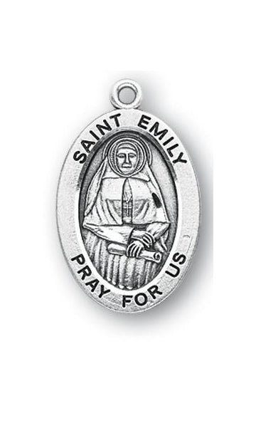 Sterling Silver Oval Shaped Saint Emily Medal