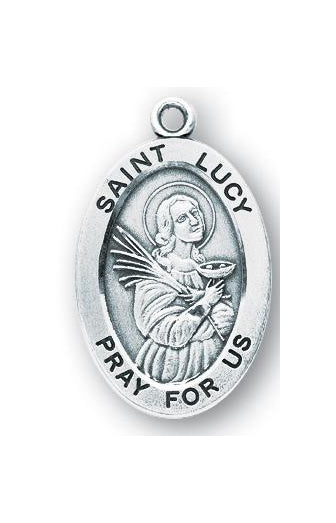 Sterling Silver Oval Shaped Saint Lucy Medal