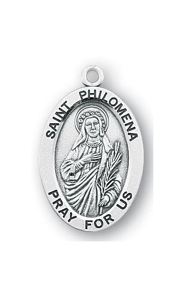 Sterling Silver Oval Shaped Saint Philomena Medal