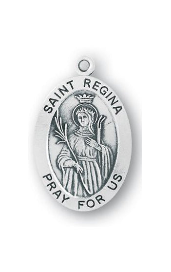 Sterling Silver Oval Shaped Saint Regina Medal