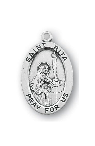 Sterling Silver Oval Shaped Saint Rita Medal