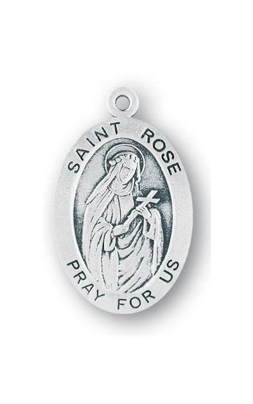 Sterling Silver Oval Shaped Saint Rose Medal