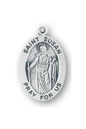 Sterling Silver Oval Shaped Saint Susan Medal