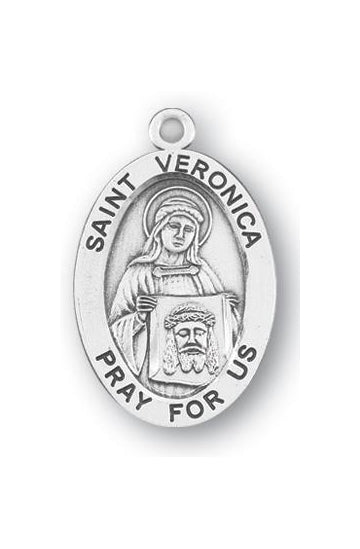 Sterling Silver Oval Shaped Saint Veronica Medal