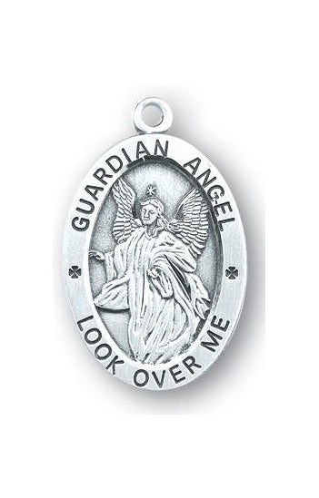 Sterling Silver Oval Shaped Guardian Angel, Angel Jewelry Medal