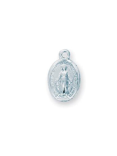 1/2-inch Sterling Silver Oval Miraculous Medal with 13-inch Chain