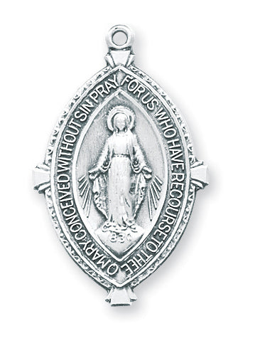 1 3/8-inch Sterling Silver Miraculous Medal with 24-inch Chain