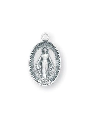 7/16-inch charm size Sterling Silver Miraculous Medal with 16-inch Chain