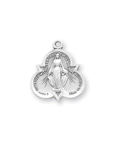 7/8-inch Sterling Silver Miraculous Medal with 18-inch Chain