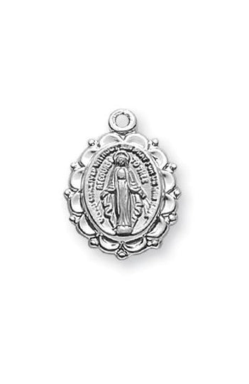5/8-inch Sterling Silver Miraculous Medal with 18-inch Chain