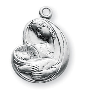 Sterling Silver Madonna and Child Medal