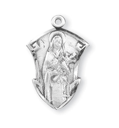 13/16-inch Sterling Silver Saint Therese Medal with 18-inch Chain