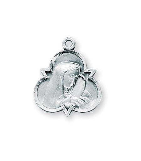 7/8-inch Sterling Silver Our Lady of Sorrows Medal with 18-inch Chain