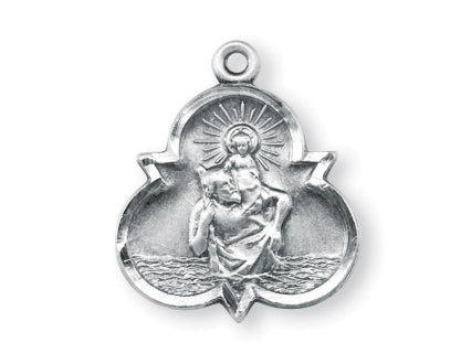Sterling Silver Trinity Symbol Shape Saint Christopher Medal