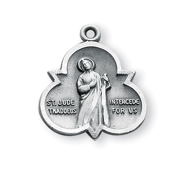 7/8-inch Sterling Silver Saint Jude Medal with 18-inch Chain