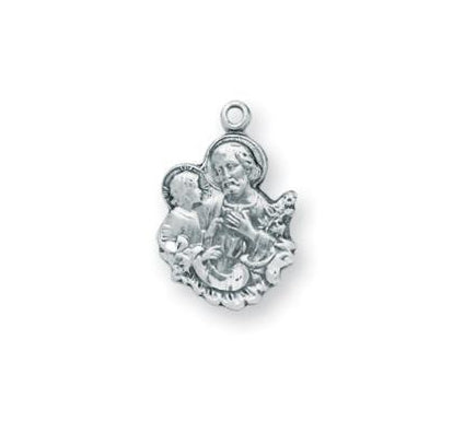 3/4-inch Sterling Silver Saint Joseph Medal with 16-inch Chain