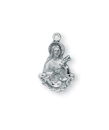 11/16-inch Sterling Silver Saint Therese Medal with 18-inch Chain