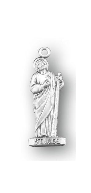 1 1/8-inch Sterling Silver Saint Jude Medal with 18-inch Chain
