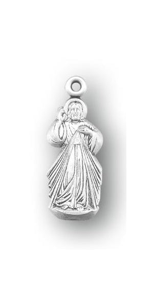 7/8-inch Sterling Silver Divine Mercy Medal with 18-inch Chain