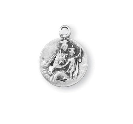 1/2-inch Sterling Silver Scapular Medal with 16-inch Chain
